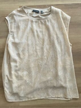 Rafaella Neutral Cream Printed Cap-Sleeve Shell
